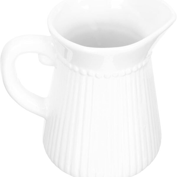 Vintage Decor Cream Ceramic Pitcher Vase French Jug Flower Vase for Dried Floral Arrangements Home Wedding Decoration, White Nordic Vase