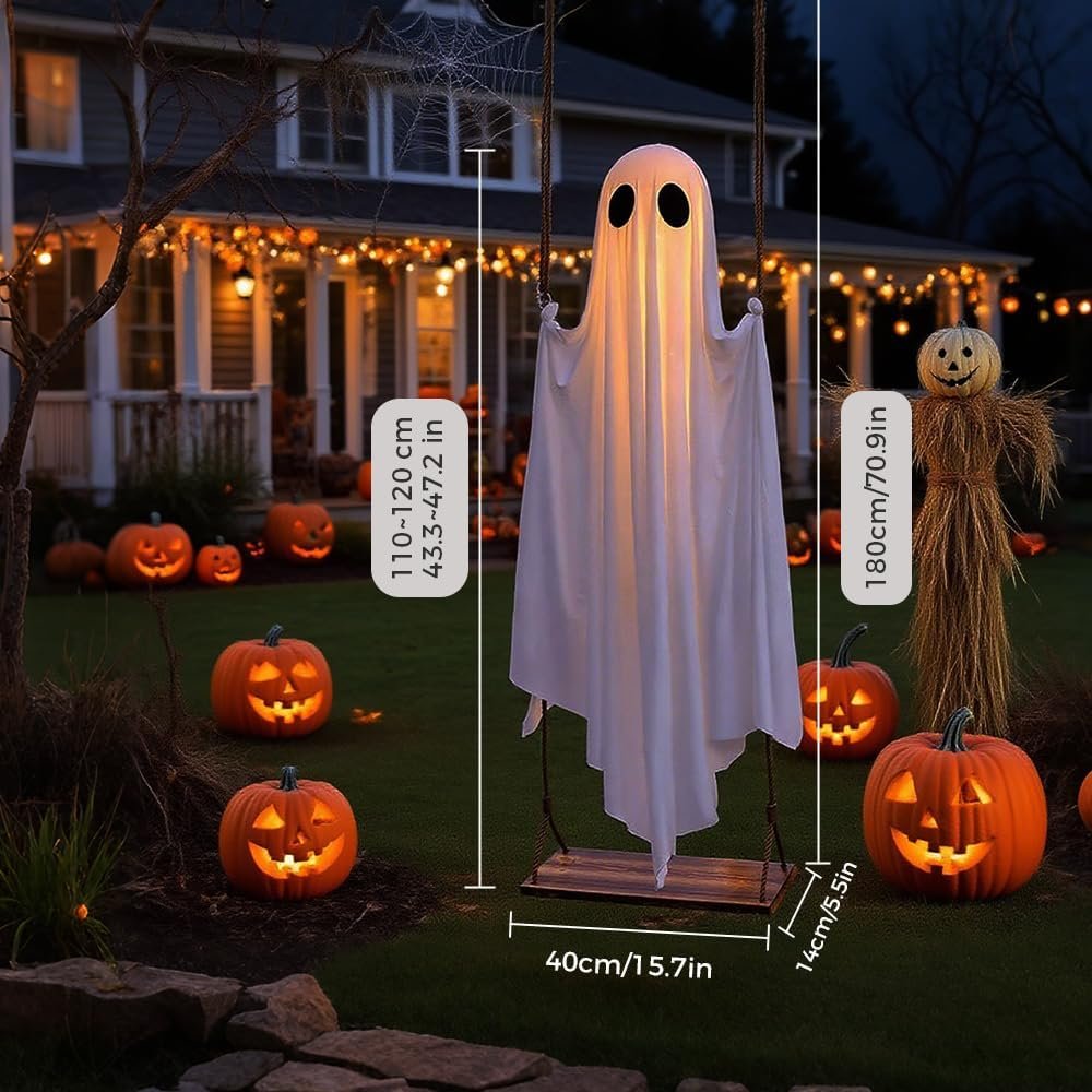 619J9s2L0YL._AC_SL1000_ Halloween Decorations Outdoor Hanging Swing Ghost - Image 6
