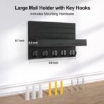 Key Holder for Wall, Decorative Key and Mail Holder with Shelf Has Large Hooks for Bags - Image 2