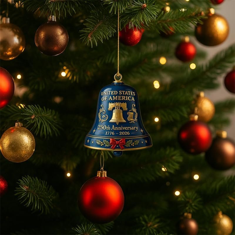 61aXIgKDb0L._AC_ United States 250th Anniversary Bell Ornament - Image 3