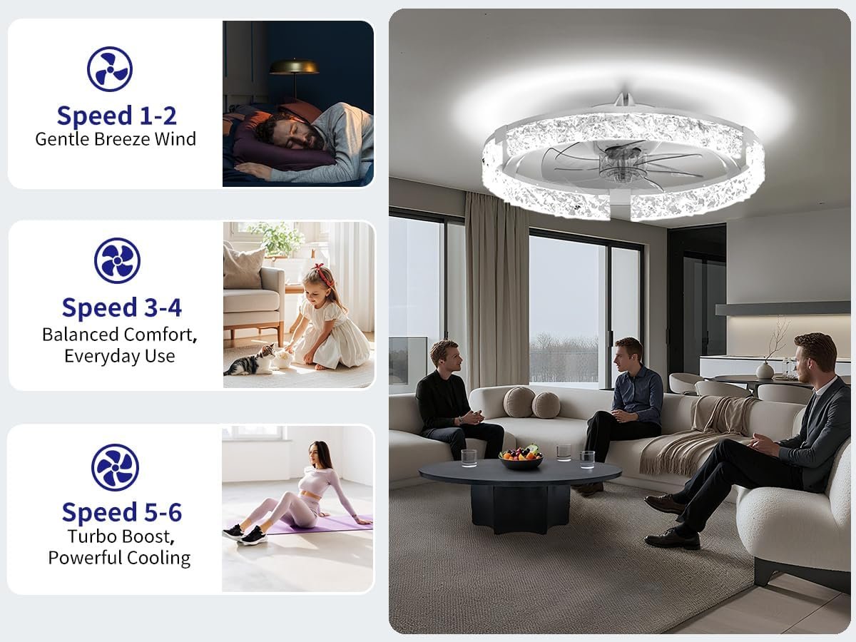 61qxs2o+0YL._AC_SL1200_ AIKVSXER Ceiling Fans with Lights,20 Inch Low Profile Fandelier with APP Control - Image 5