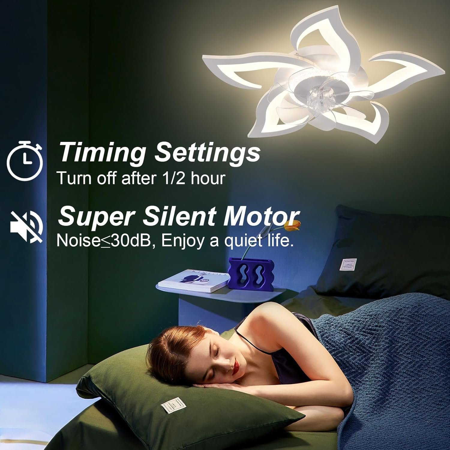 71C51j8B3JL._AC_SL1500_ 26" Geometric Ceiling Fan with Light White Low Profile Flush Mount - Image 3