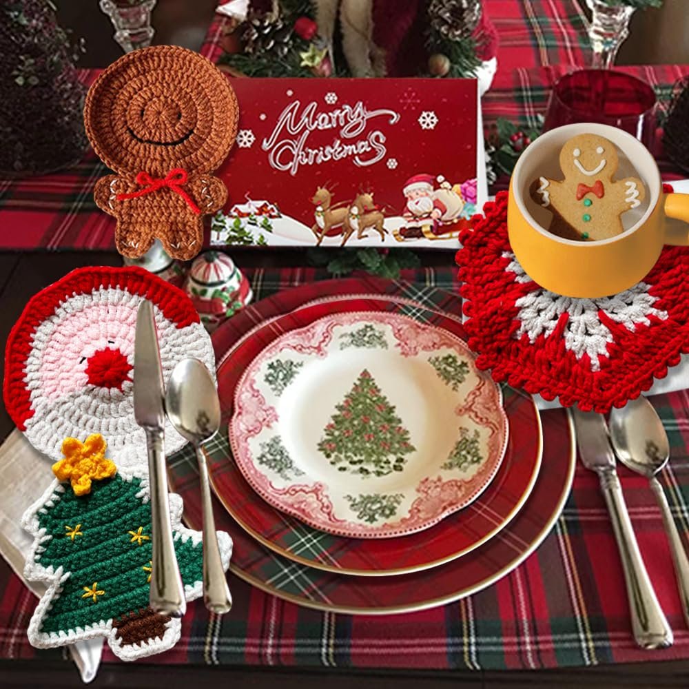 71EJj+vQ3eL._SL1000_ Crochet Designer Handmade Coasters Set - Image 5