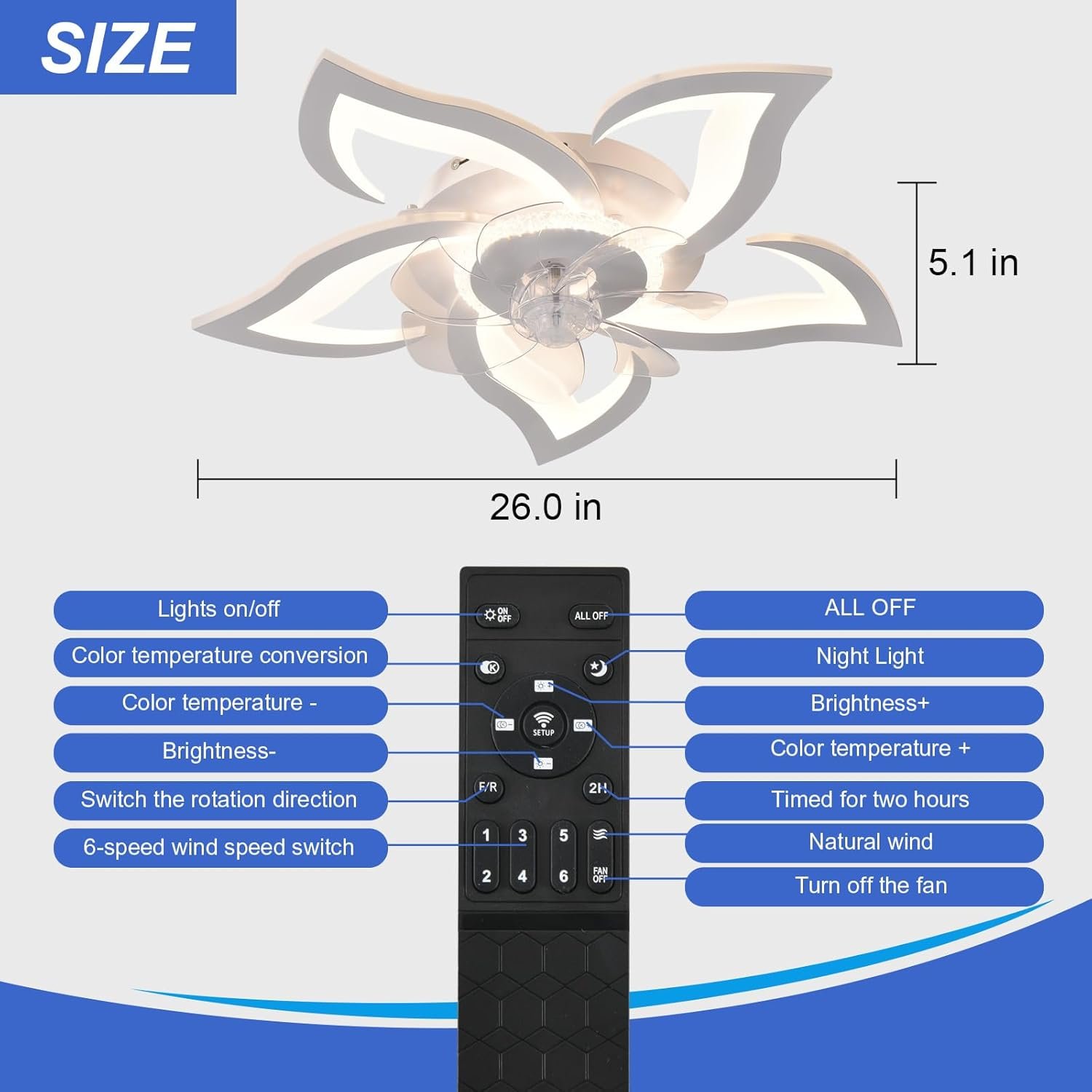 71GD9FrcbzL._AC_SL1500_ 26" Geometric Ceiling Fan with Light White Low Profile Flush Mount - Image 9