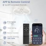 LEDIARY 20" Modern Ceiling Fans with Lights Low Profile Ceiling Fan Flush Mount Ceiling Fan White - Image 4