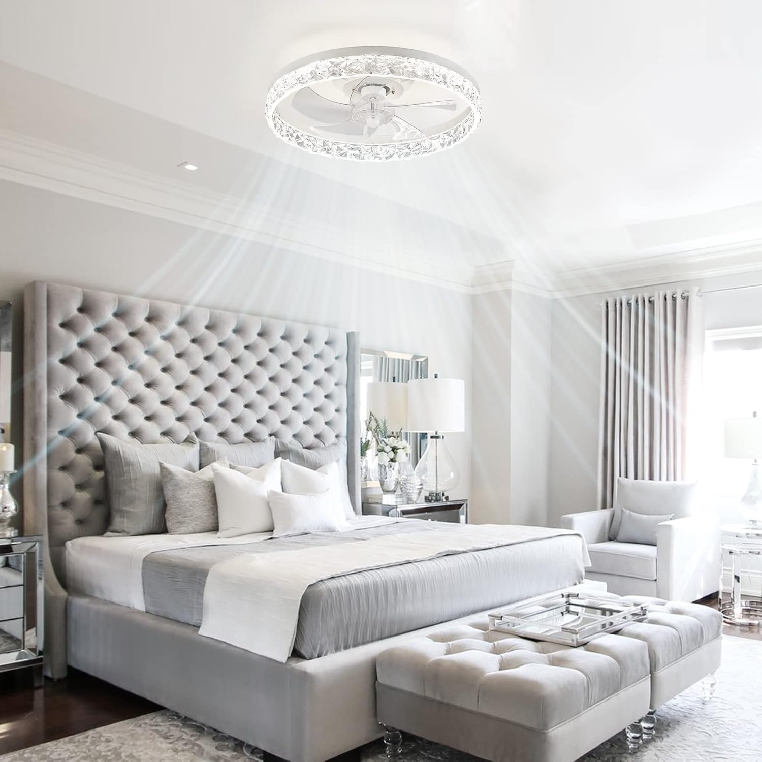 71Y1kUzmDWL._AC_SL1500_ LEDIARY 20" Modern Ceiling Fans with Lights Low Profile Ceiling Fan Flush Mount Ceiling Fan White - Image 6