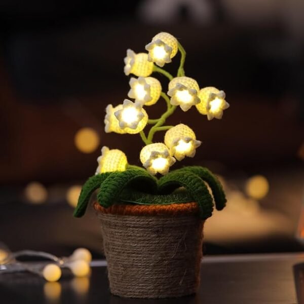 Lily of The Valley Lamp, Crochet Artificial Flowers with Night Lights