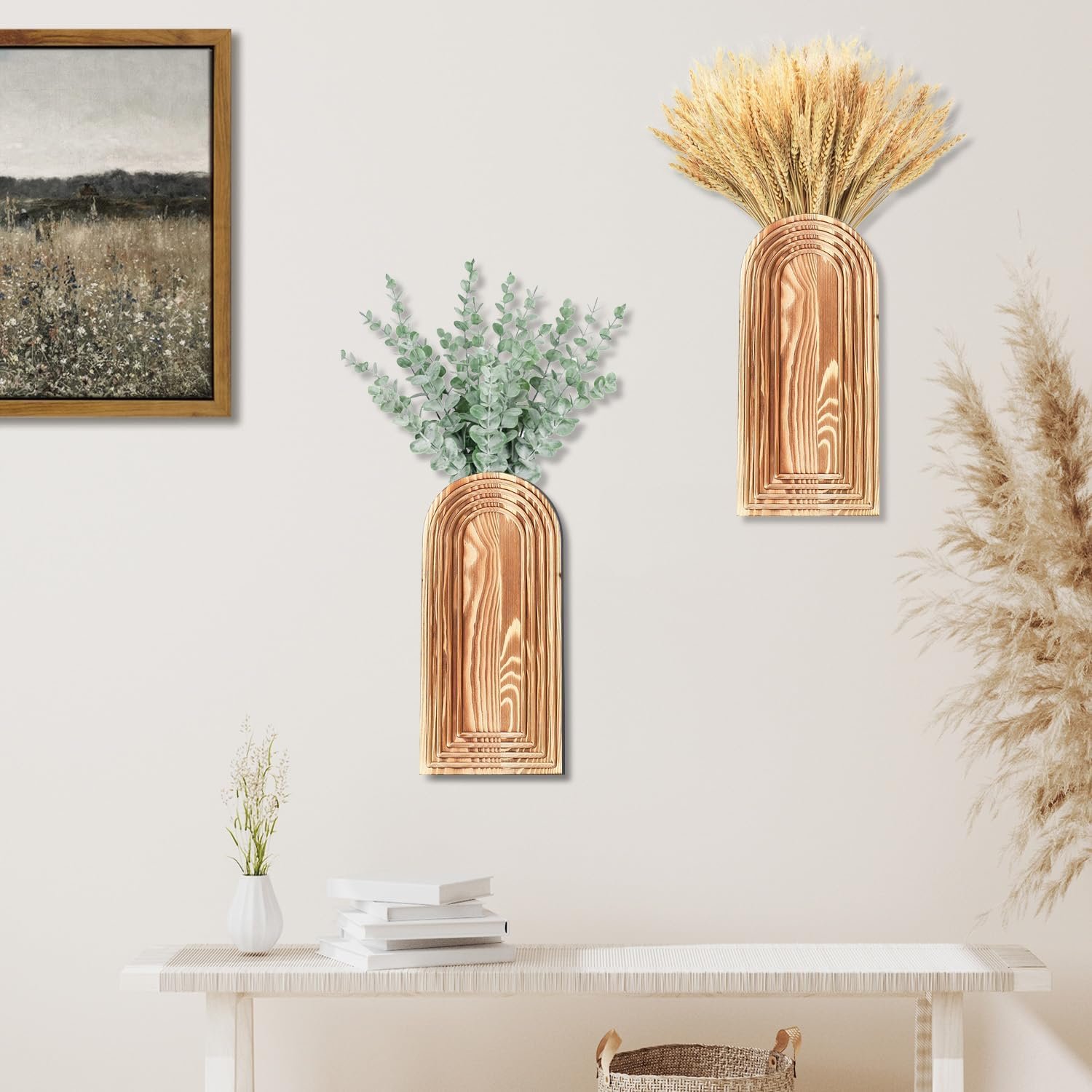 71jThojo61L._AC_SL1500_ 2 Pack Wooden Wall Vase Set - Image 4