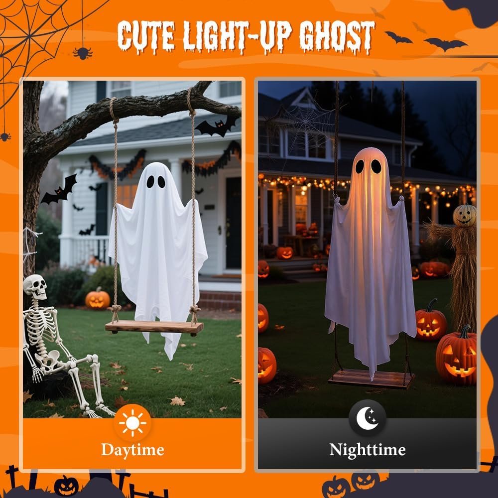 71jcJSHVAlL._AC_SL1000_ Halloween Decorations Outdoor Hanging Swing Ghost - Image 5