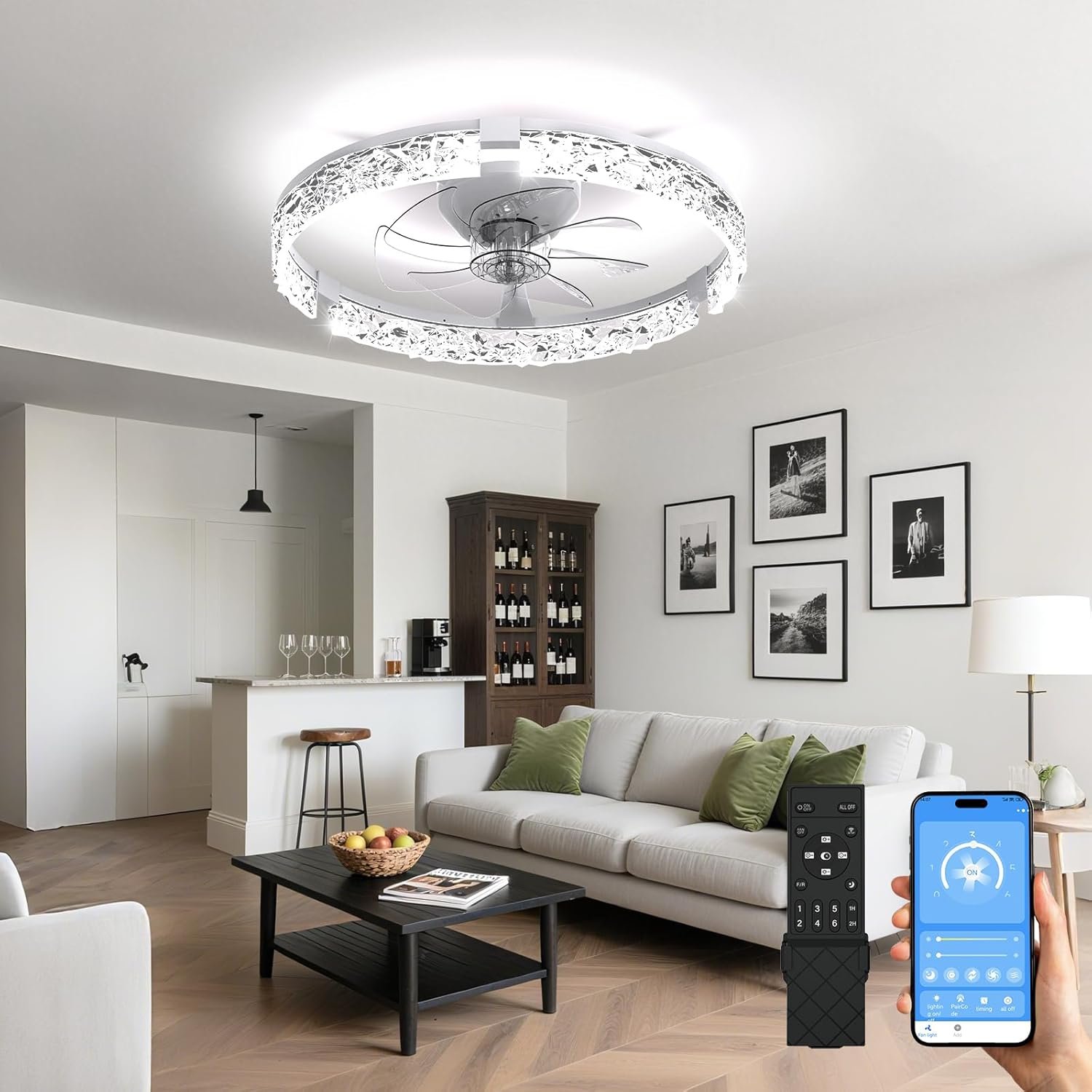 71kgL4h5-LL._AC_SL1500_ AIKVSXER Ceiling Fans with Lights,20 Inch Low Profile Fandelier with APP Control - Image 9