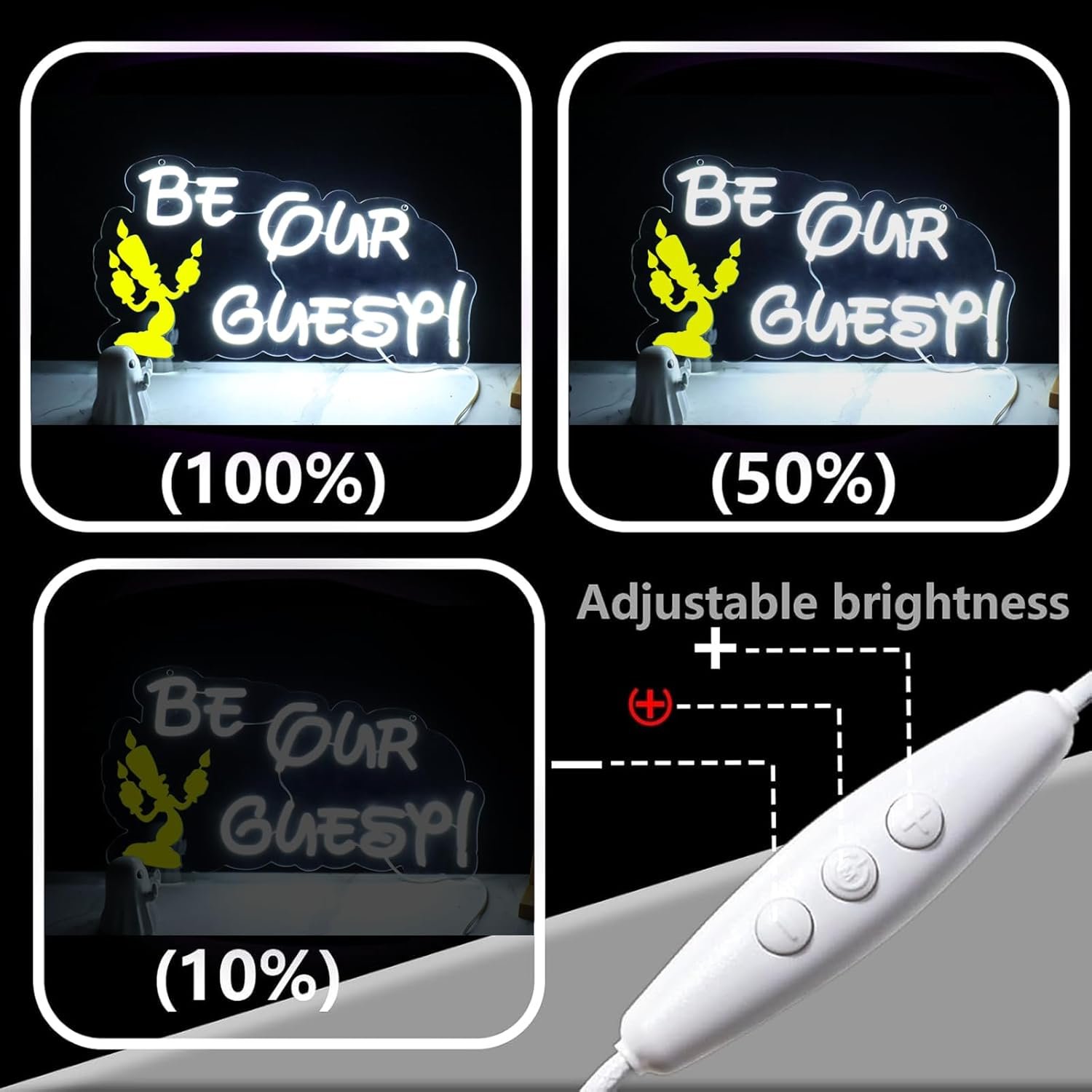 71mogHJCgWL._AC_SL1500_ Be Our Guest Neon Signs Beauty and the Beast Birthday Part Candle Holder LED Ligfhts with - Image 4