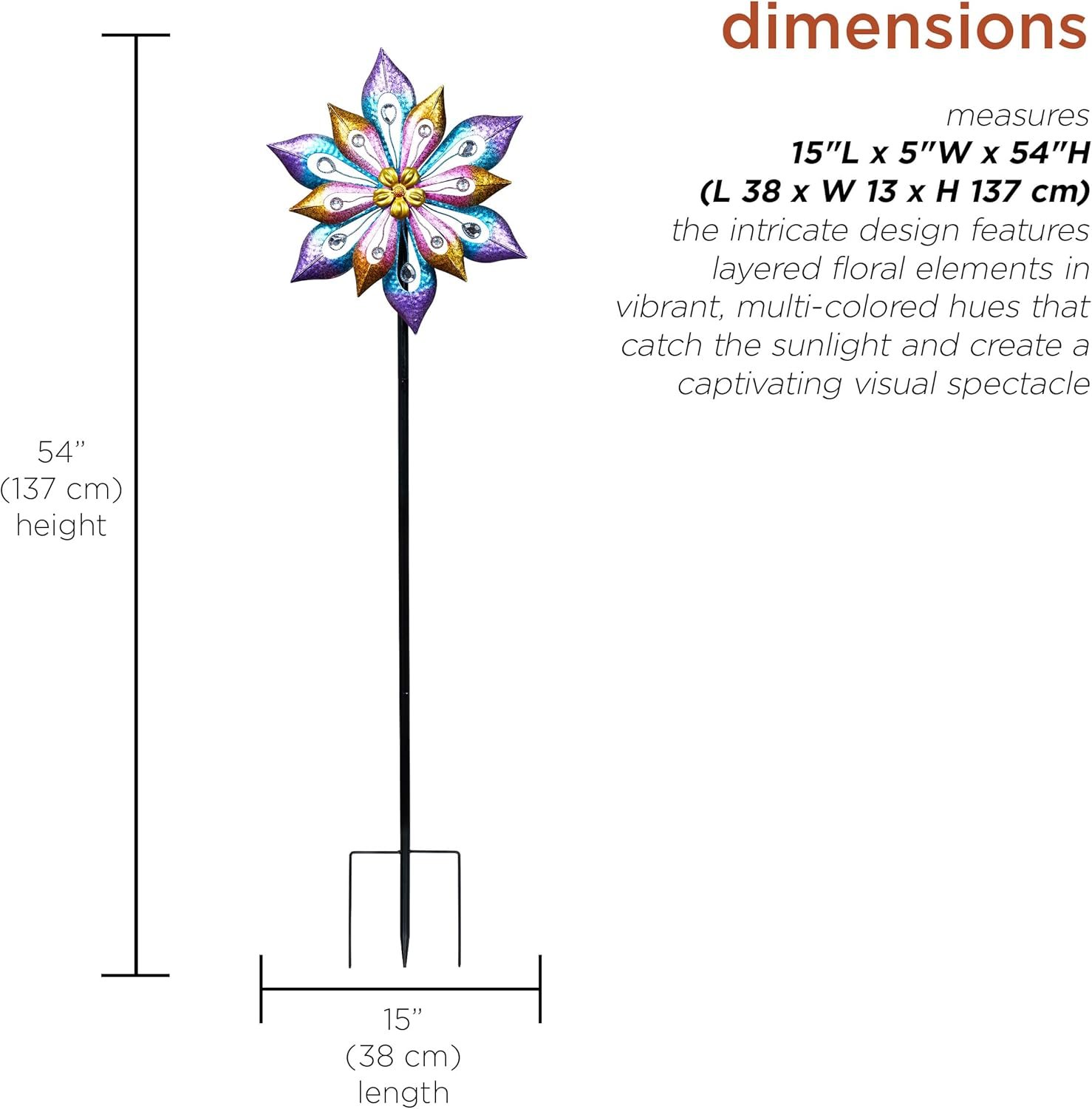 71twsdC5I5L._AC_SL1500_ Alpine Corporation SLL2338 Metal Layered Floral Wind Spinner Garden Stake - Image 10