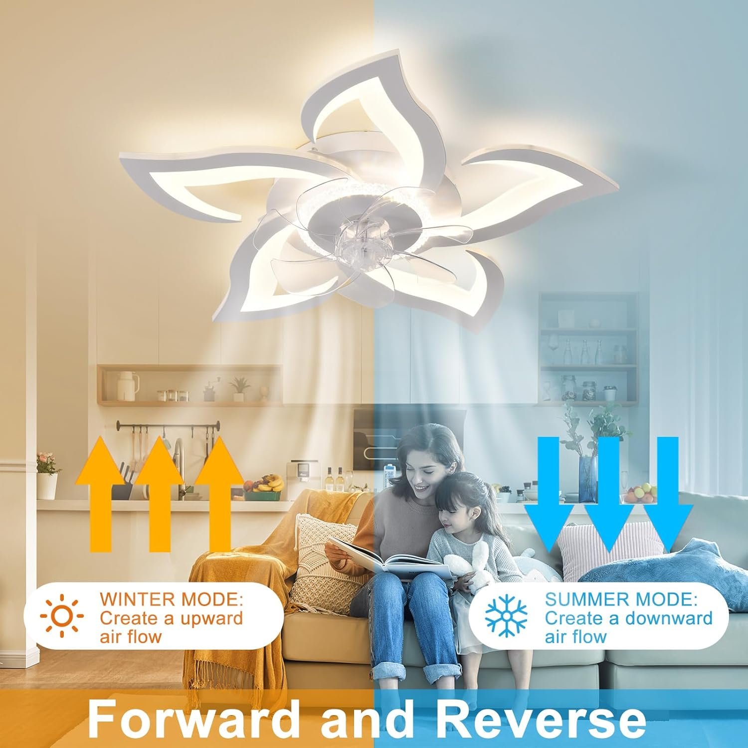 71uL+H9jH-L._AC_SL1500_ 26" Geometric Ceiling Fan with Light White Low Profile Flush Mount - Image 8