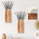 2 Pack Wooden Wall Vase Set - Image 6