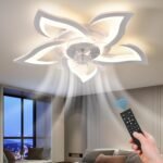 26" Geometric Ceiling Fan with Light White Low Profile Flush Mount
