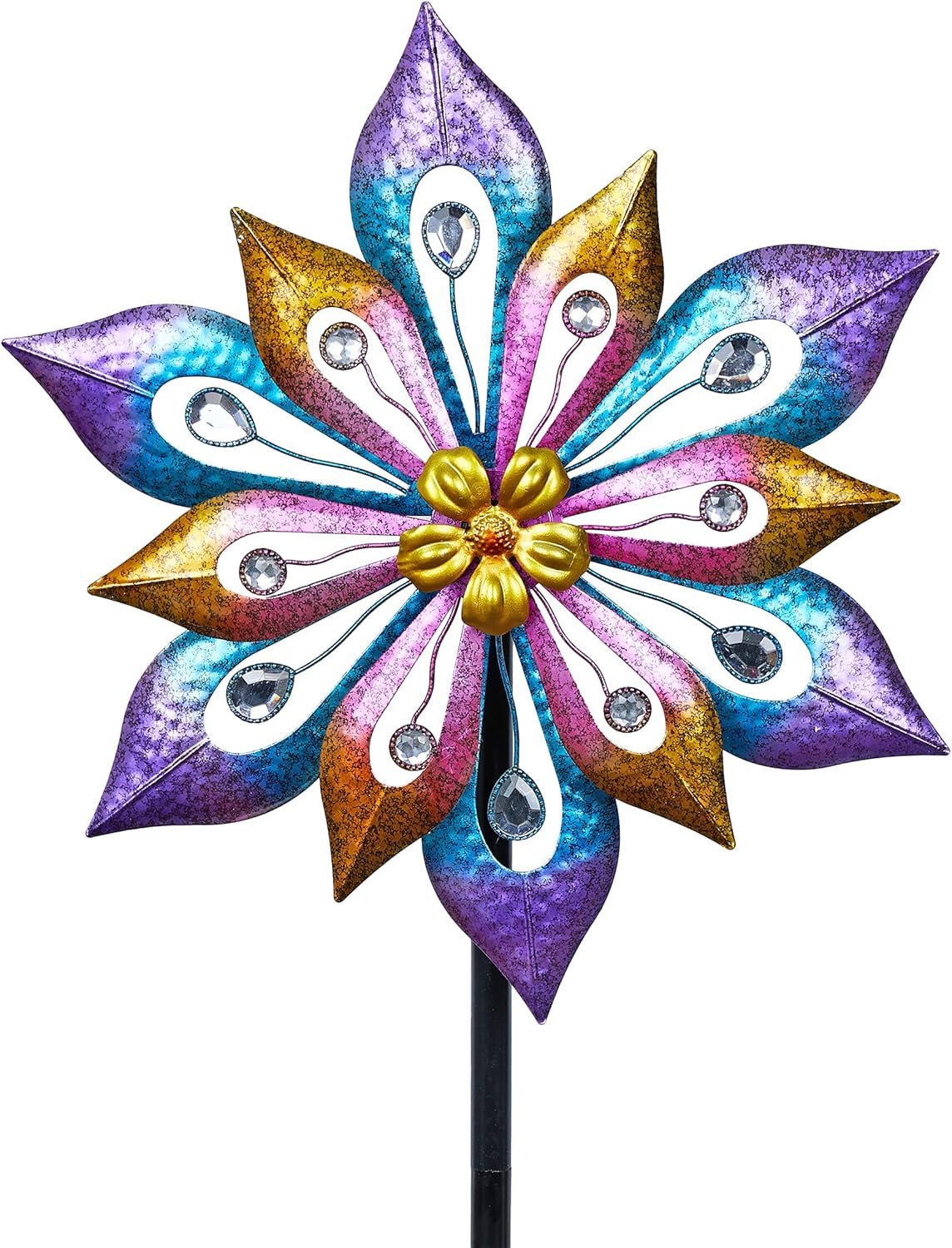 818aGyEi2vL._AC_SL1500_ Alpine Corporation SLL2338 Metal Layered Floral Wind Spinner Garden Stake - Image 8
