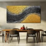 Black and Gold Abstract Painting - Image 2