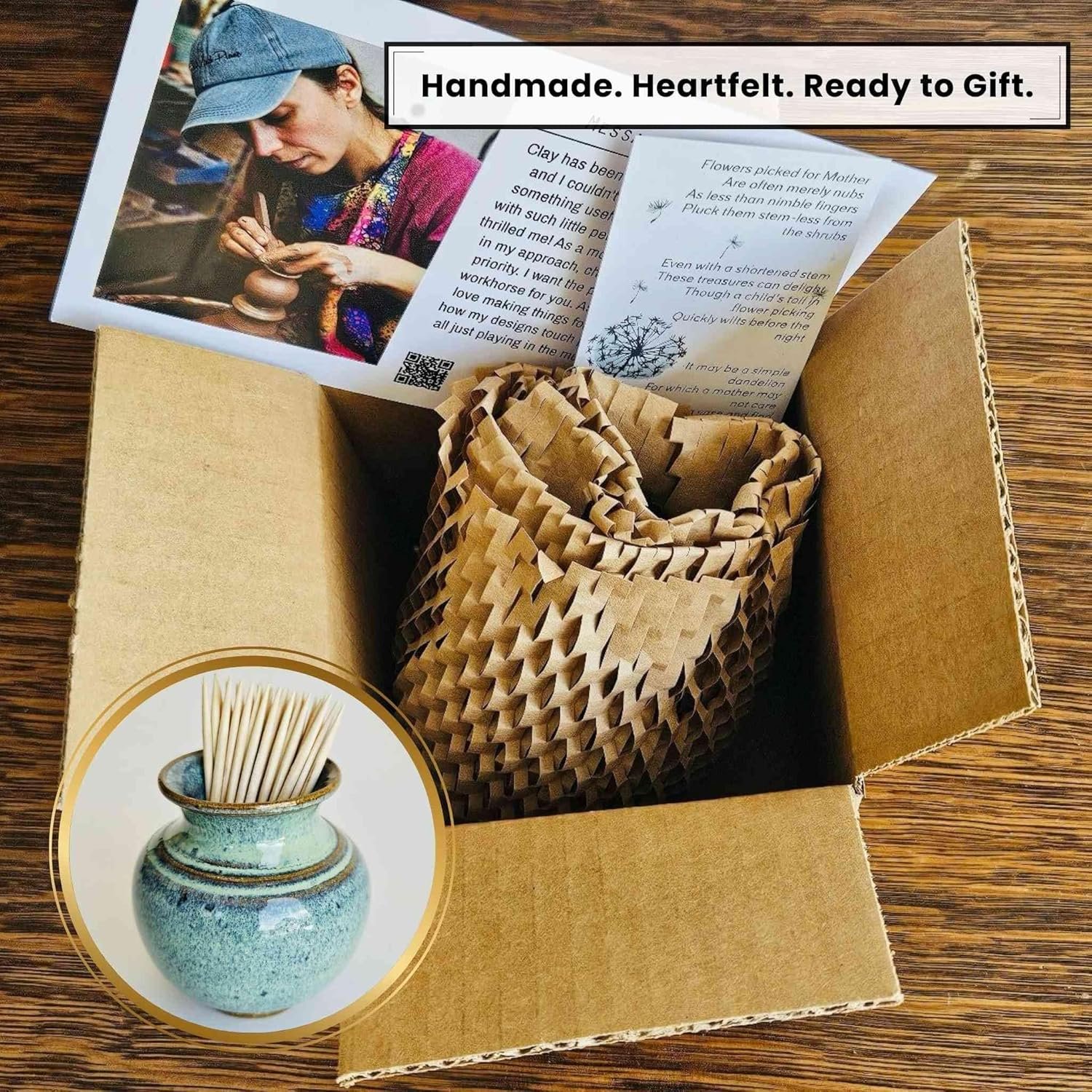 81Orz7w4bFL._SL1500_ Handmade Ceramic Toothpick Holder - Image 4