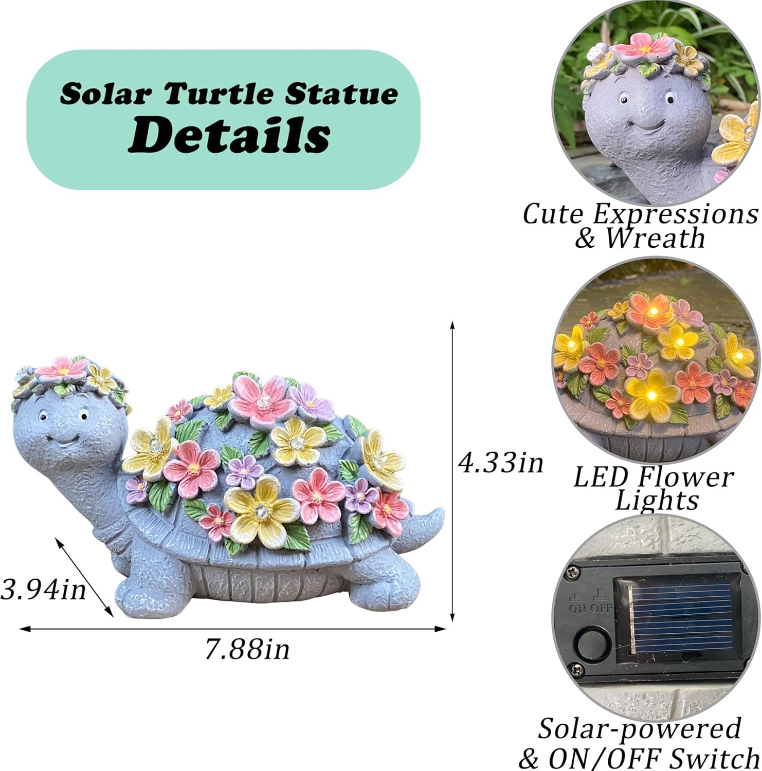81U7NW6mmvL._AC_SL1500_ Solar Turtle Statues Garden Decor - Image 9