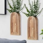 2 Pack Wooden Wall Vase Set