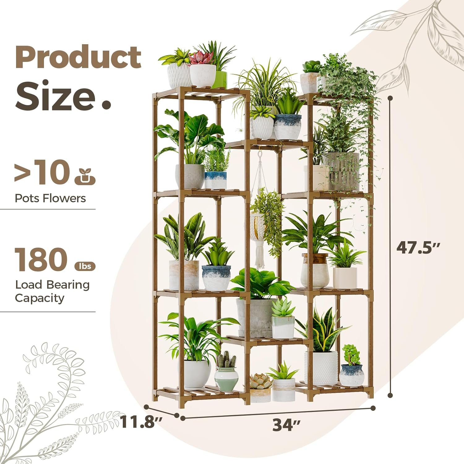 81opddFXTNL._AC_SL1500_ Bamworld Plant Stand Indoor Outdoor - Image 6