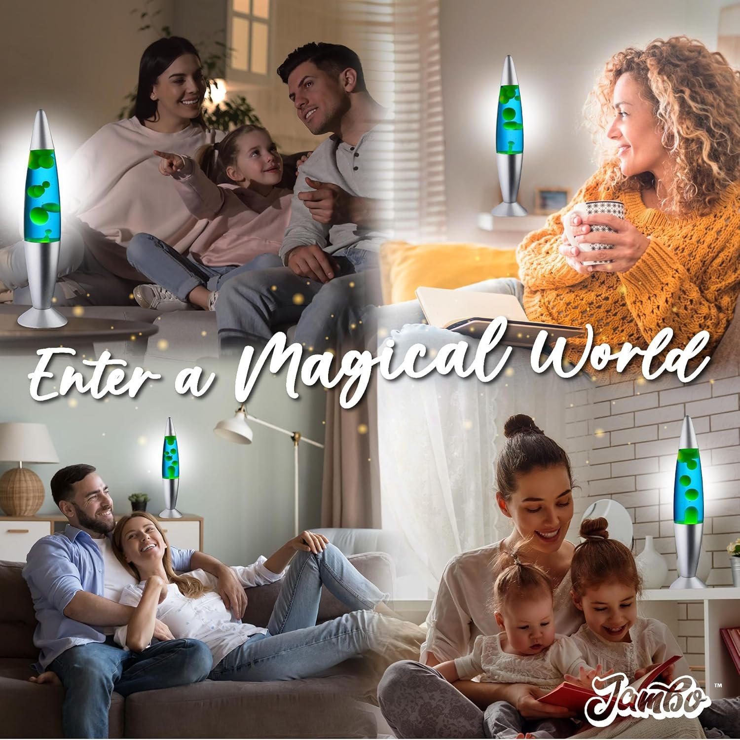 81xP+go9ScL._AC_SL1500_ JAMBO 16" Beautiful Lamp- Blue with Yellow/Green Wax - Image 3