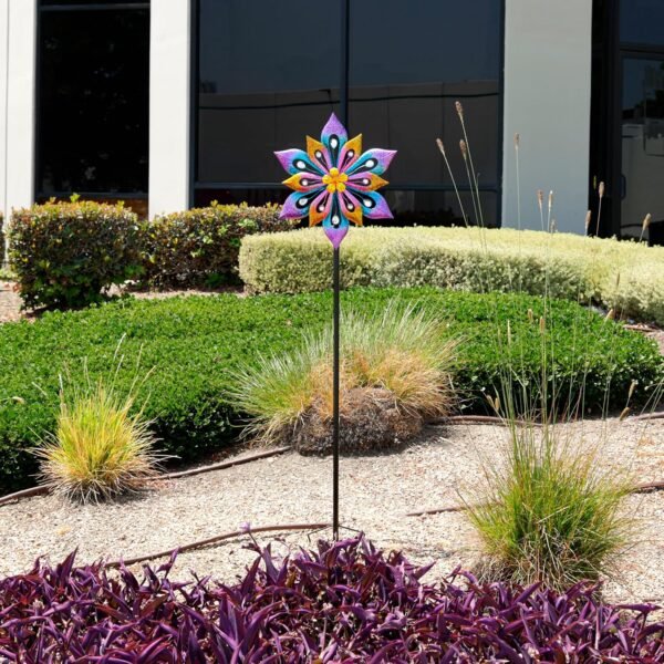 Alpine Corporation SLL2338 Metal Layered Floral Wind Spinner Garden Stake